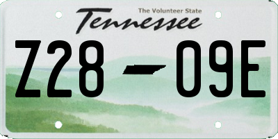 TN license plate Z2809E