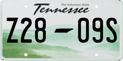 TN license plate Z2809S
