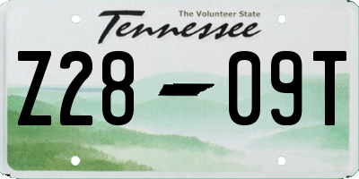 TN license plate Z2809T