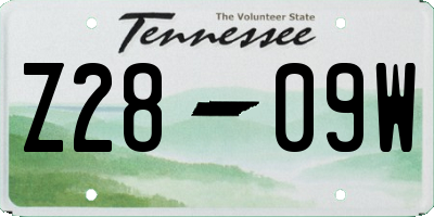 TN license plate Z2809W