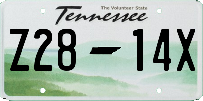 TN license plate Z2814X