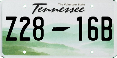 TN license plate Z2816B