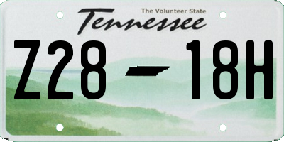 TN license plate Z2818H