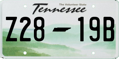 TN license plate Z2819B