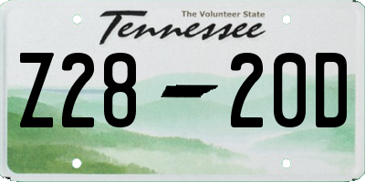 TN license plate Z2820D