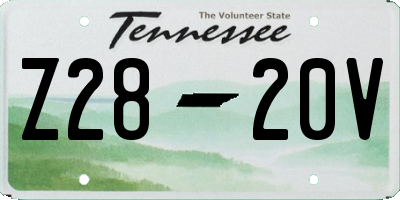 TN license plate Z2820V