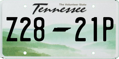 TN license plate Z2821P