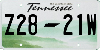 TN license plate Z2821W