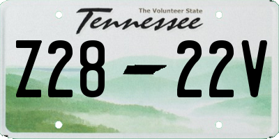 TN license plate Z2822V