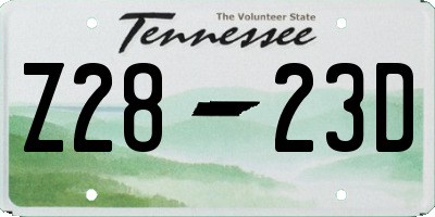 TN license plate Z2823D
