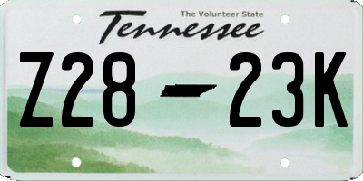TN license plate Z2823K