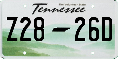 TN license plate Z2826D