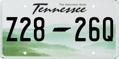 TN license plate Z2826Q