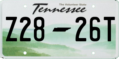 TN license plate Z2826T
