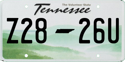 TN license plate Z2826U