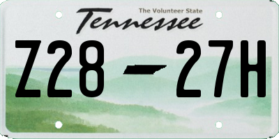 TN license plate Z2827H