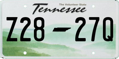 TN license plate Z2827Q