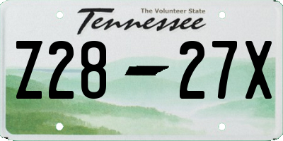 TN license plate Z2827X