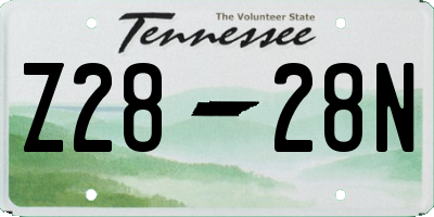 TN license plate Z2828N