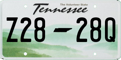 TN license plate Z2828Q