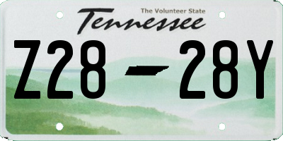TN license plate Z2828Y