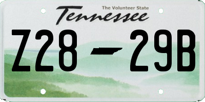 TN license plate Z2829B