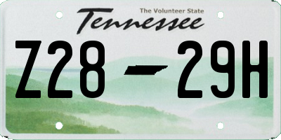 TN license plate Z2829H