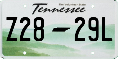 TN license plate Z2829L