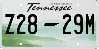 TN license plate Z2829M