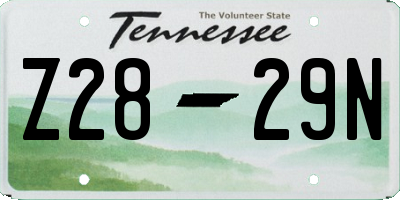 TN license plate Z2829N