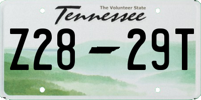TN license plate Z2829T