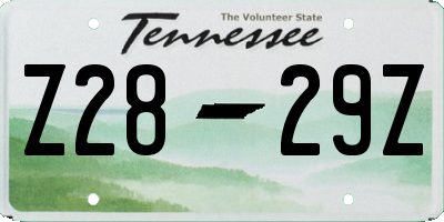 TN license plate Z2829Z