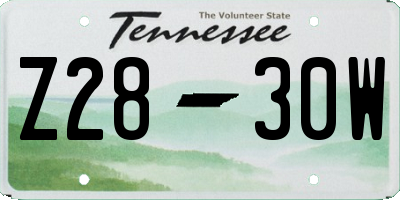 TN license plate Z2830W