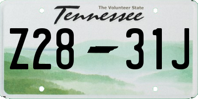 TN license plate Z2831J