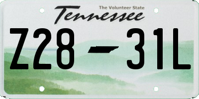 TN license plate Z2831L