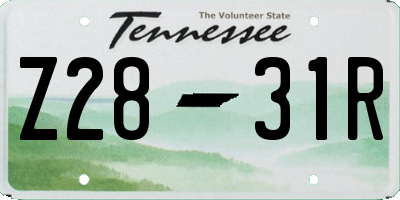 TN license plate Z2831R