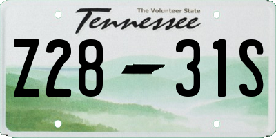 TN license plate Z2831S