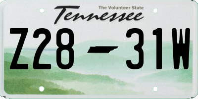 TN license plate Z2831W