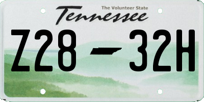 TN license plate Z2832H