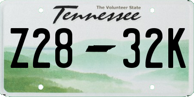 TN license plate Z2832K