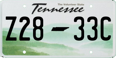 TN license plate Z2833C