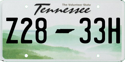 TN license plate Z2833H