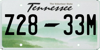 TN license plate Z2833M