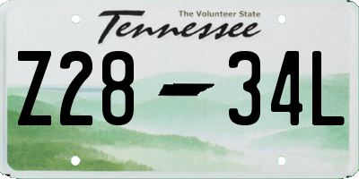 TN license plate Z2834L