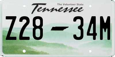 TN license plate Z2834M