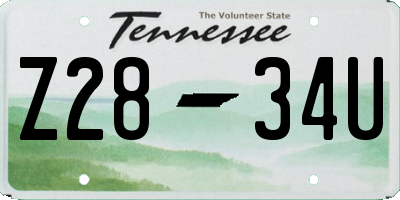 TN license plate Z2834U