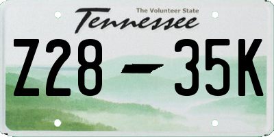 TN license plate Z2835K