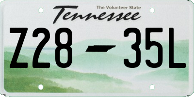 TN license plate Z2835L