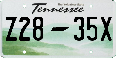 TN license plate Z2835X