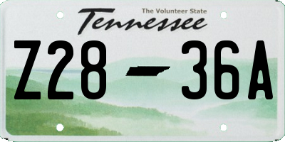 TN license plate Z2836A